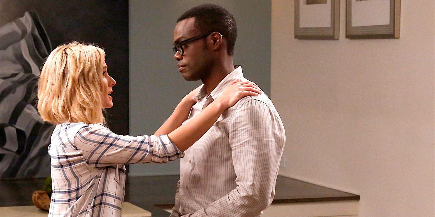 Eleanor Holding Chidi in The Good Place &ldquo;Michael&rsquo;s Gambit&rdquo;