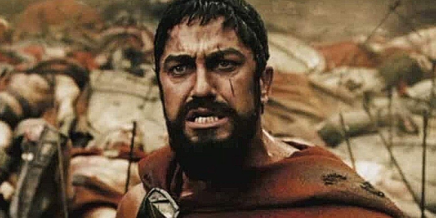 Gerard Butler as Leonidas as he faces death in 300