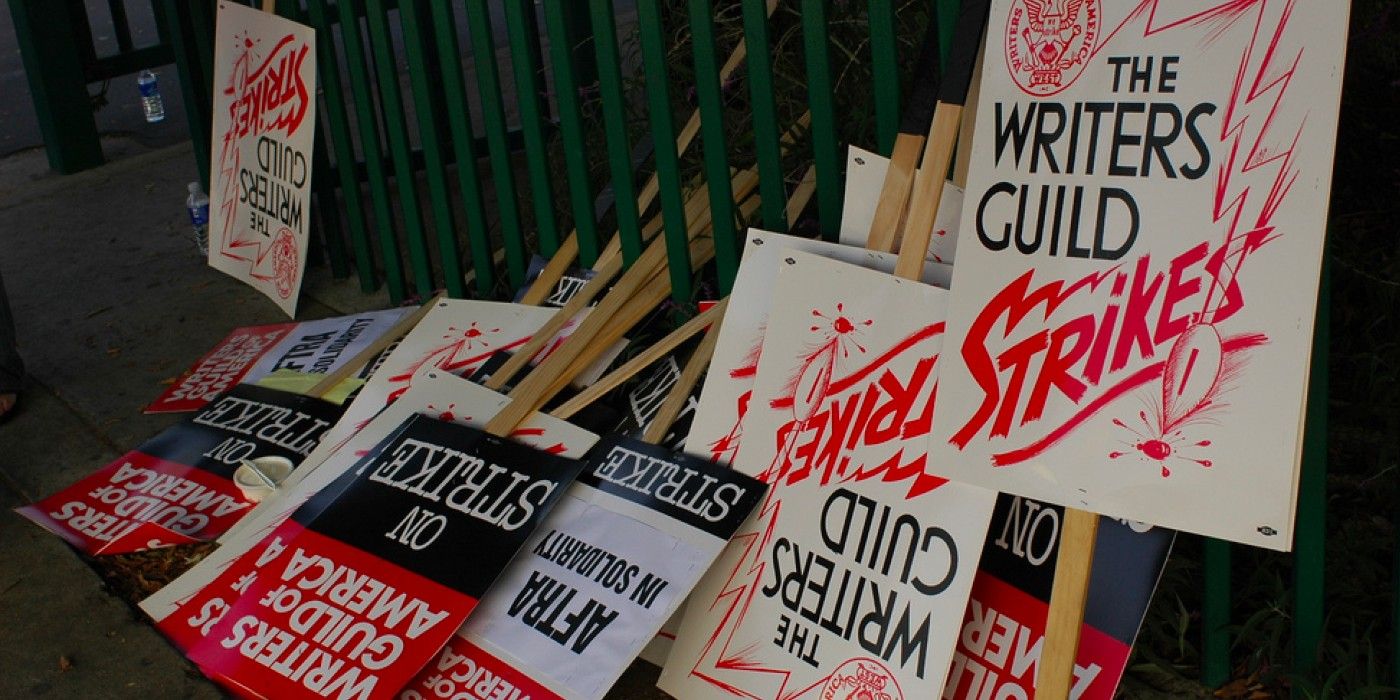 Placards discarded after the 2007 Writers Guild Strike