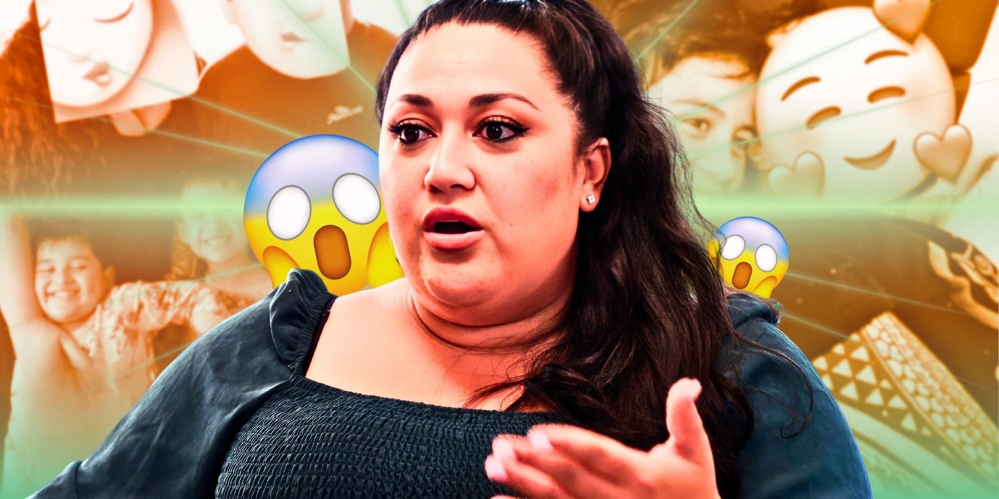 90 Day Fiancé's Kalani and Boyfriend Dallas Nuez are surrounded by shocked-face emojis.