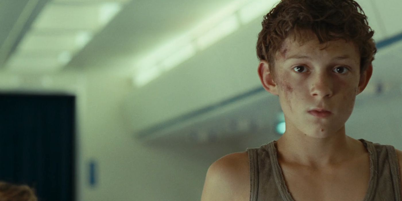 Tom Holland looking sad In The Impossible