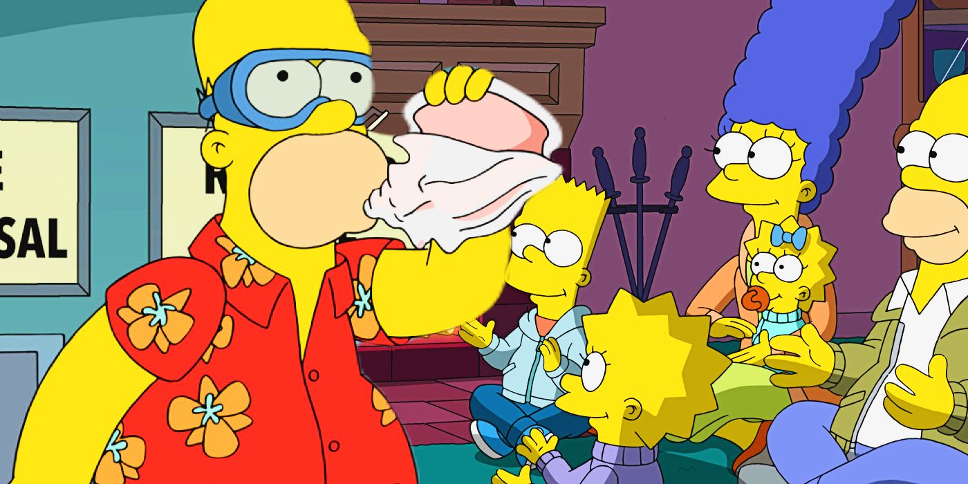 Une image personnalisée représentant Homer Simpson et toute sa famille dans la saison 35 des Simpson, épisode 7