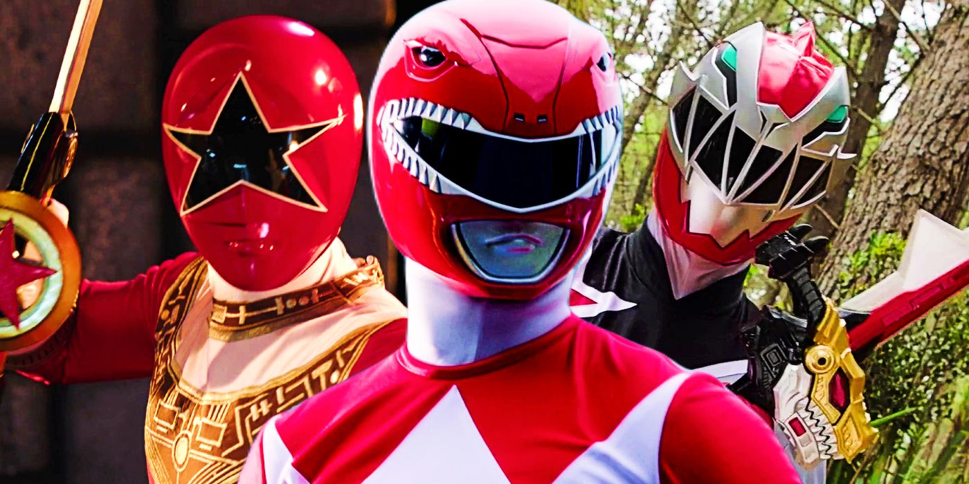 A custom image featuring Zeo Red Ranger V Tommy, Mighty Morphin Red Ranger Jason, and Dino Fury Red Ranger Zayto