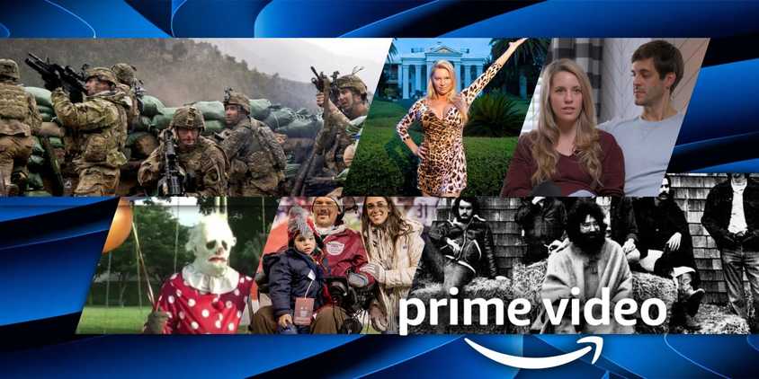 A collage of the best documentaries on Prime Video.