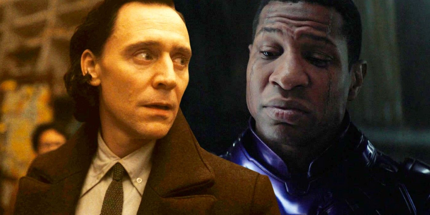 A split image of Loki looking concerned and Kang deep in thought in the MCU-1