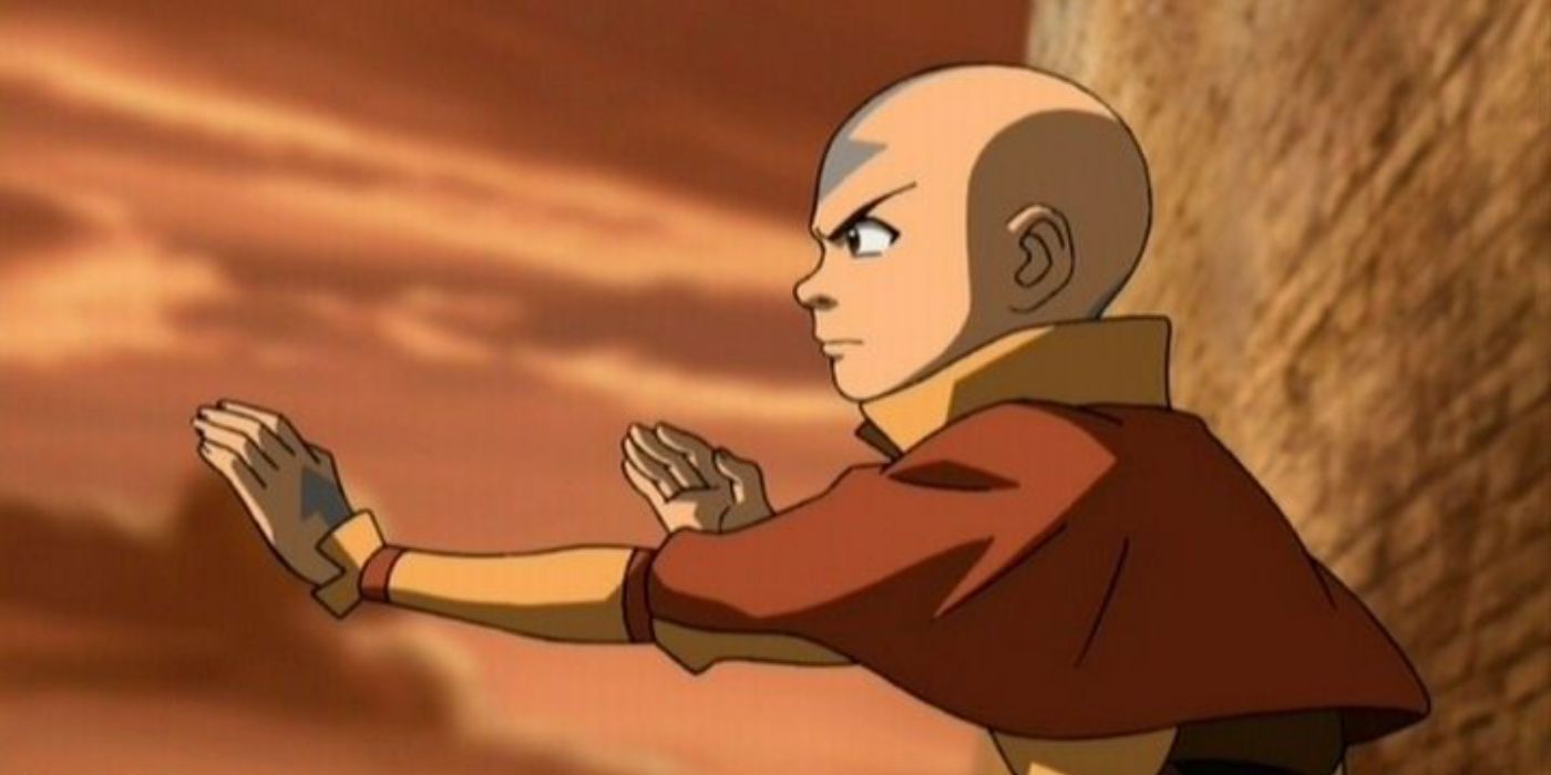 Aang in a fighting stance in Avatar the last airbender