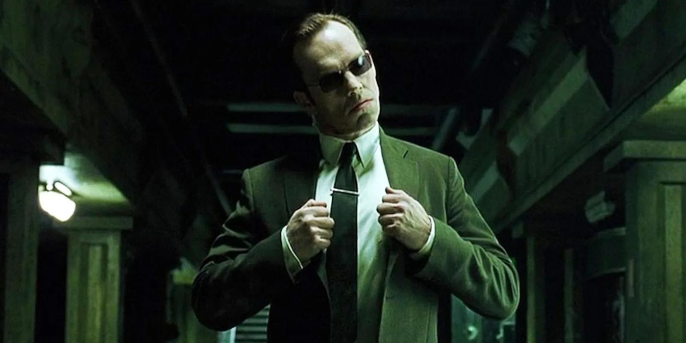 Agent Smith preparing to fight Neo in The Matrix