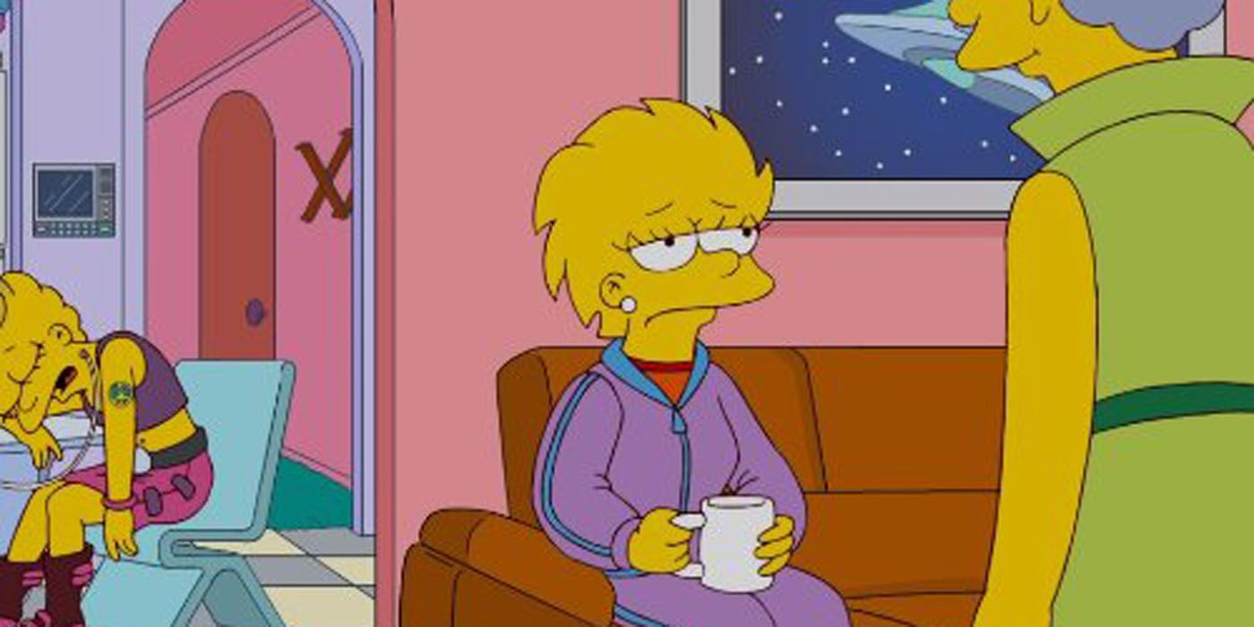 An elder Maggie in The Simpsons