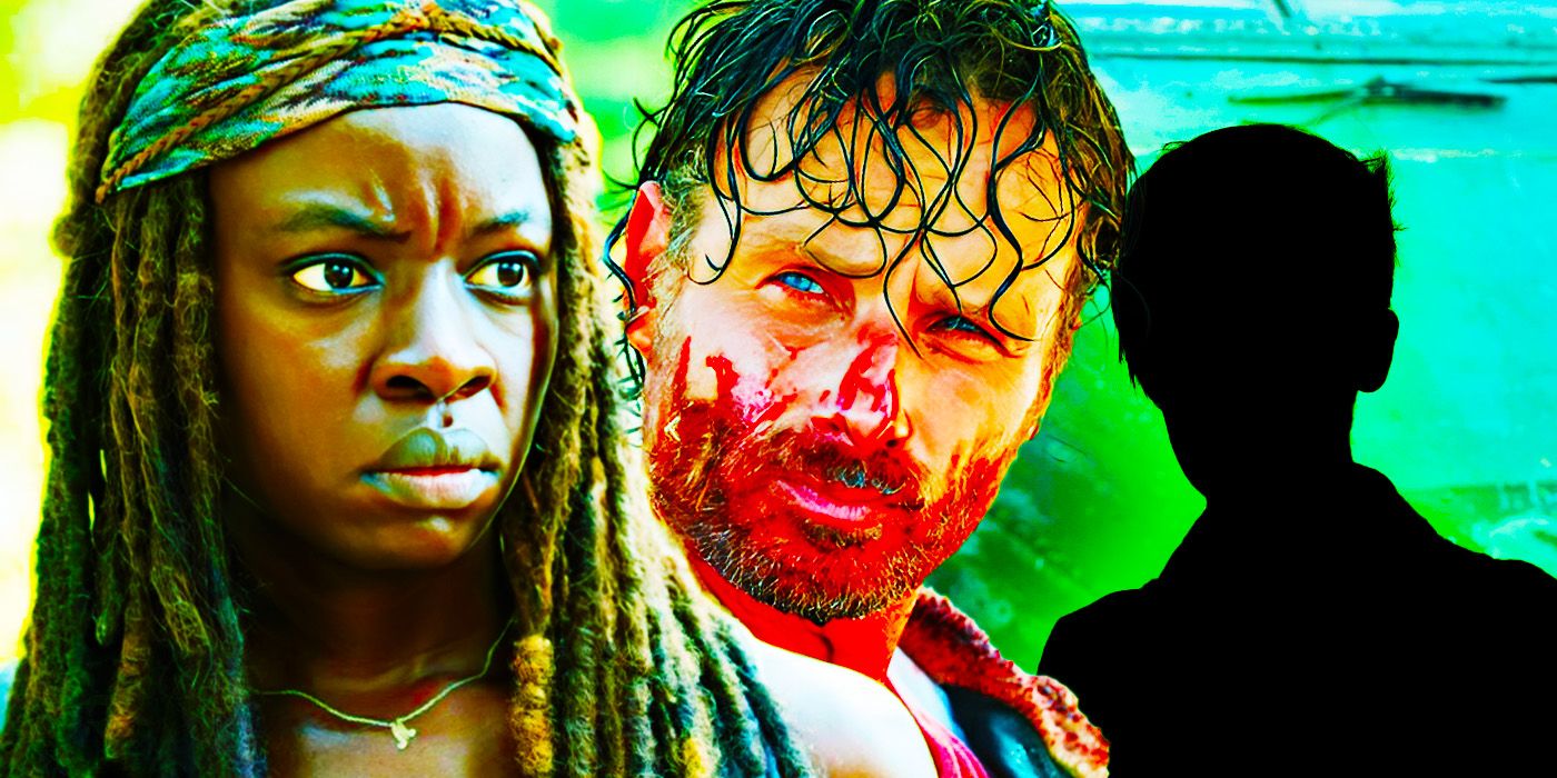 Andrew Lincoln as Rick Grimes and Danai Gurira as Michonne in Walking Dead and silhouette