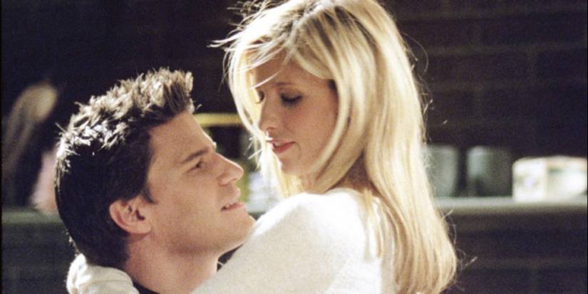 Angel and Buffy cuddling in the Angel episode I Will Remember You