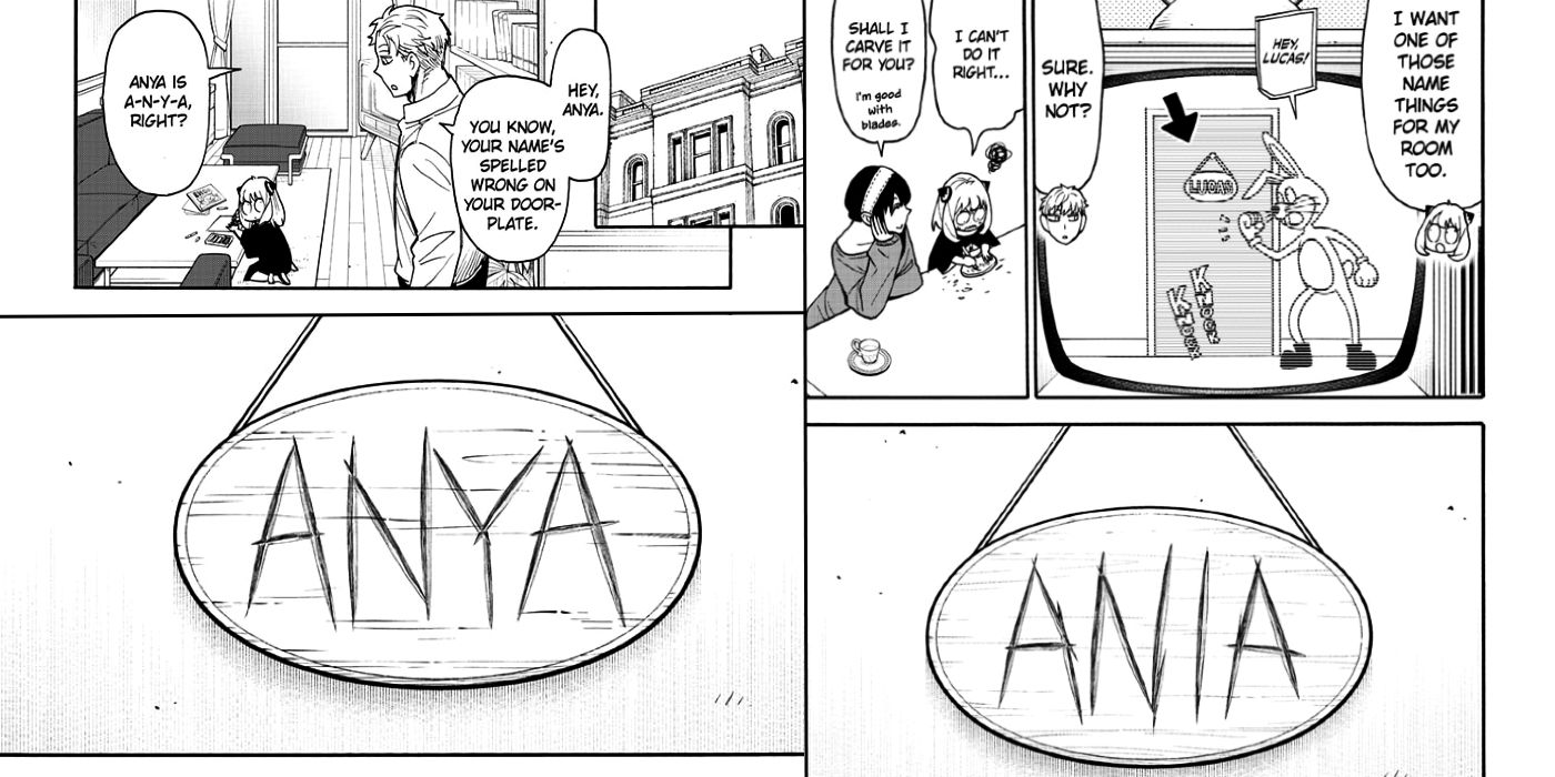 Anya makes her nameplate and misspells her name in Spy x Family
