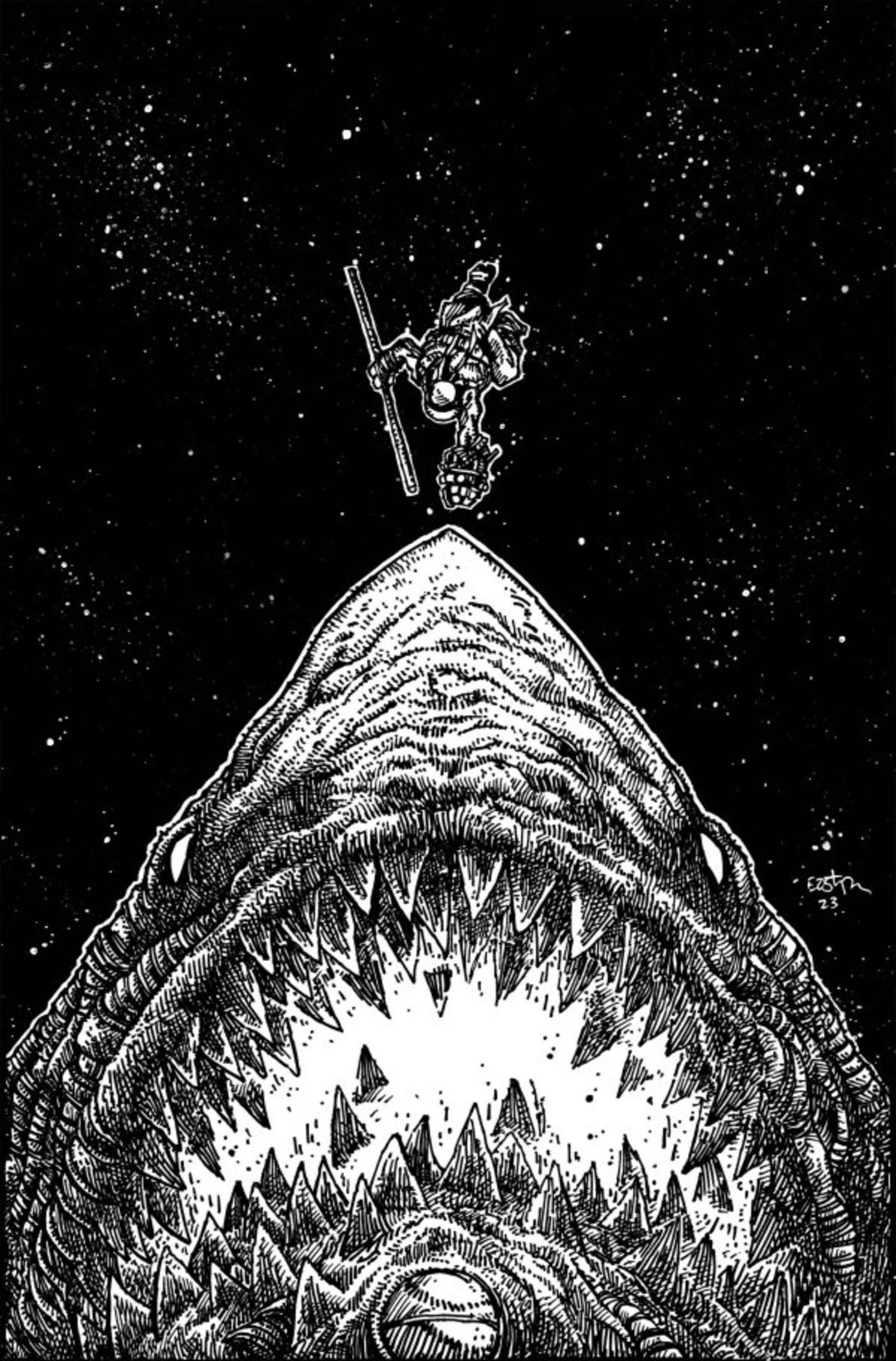 Armaggon cover for TMNT #145 in black &amp; white