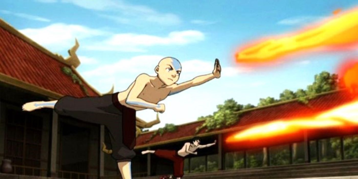 Avatar Aang and Zuko practicing Firebending in Avatar the Last Airbender