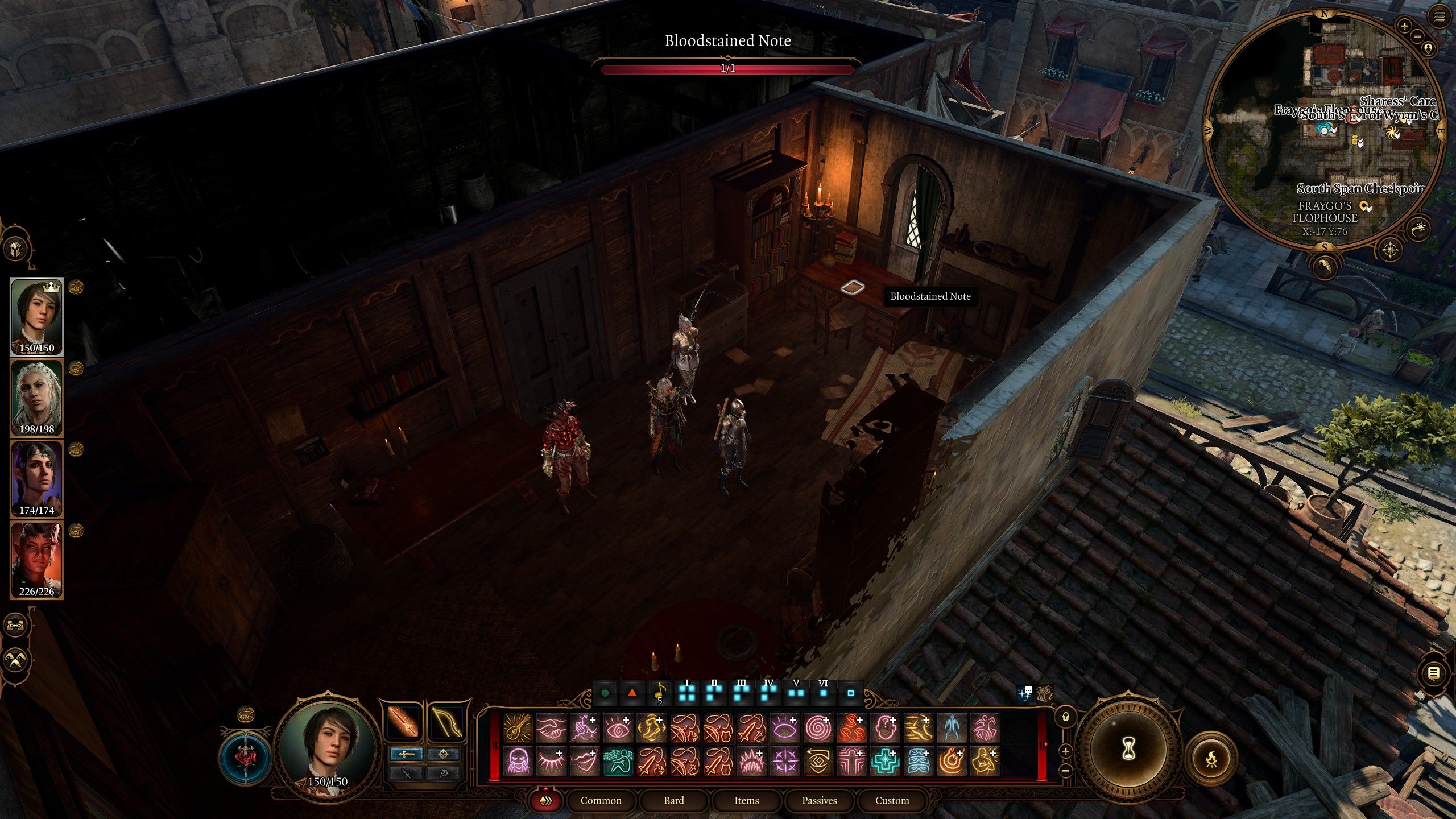 El jugador y el grupo de Baldur's Gate 3 descubren evidencia de asesinato en el templo de la mano abierta en el ático del albergue de Fraygo