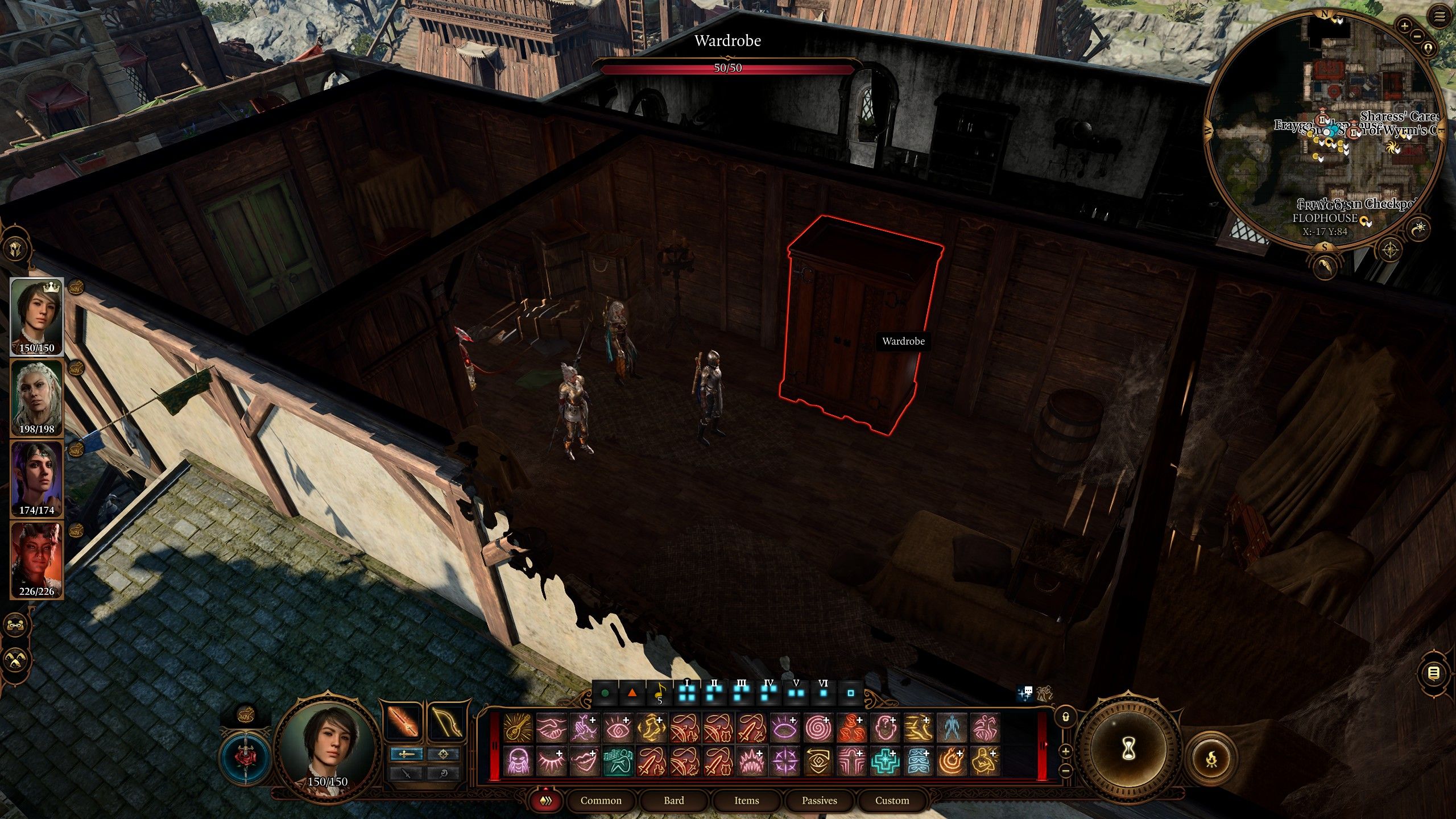 El jugador y el grupo de Baldur's Gate 3 usan una extraña llave floral para desbloquear la habitación secreta del ático del Flophouse de Fraygo