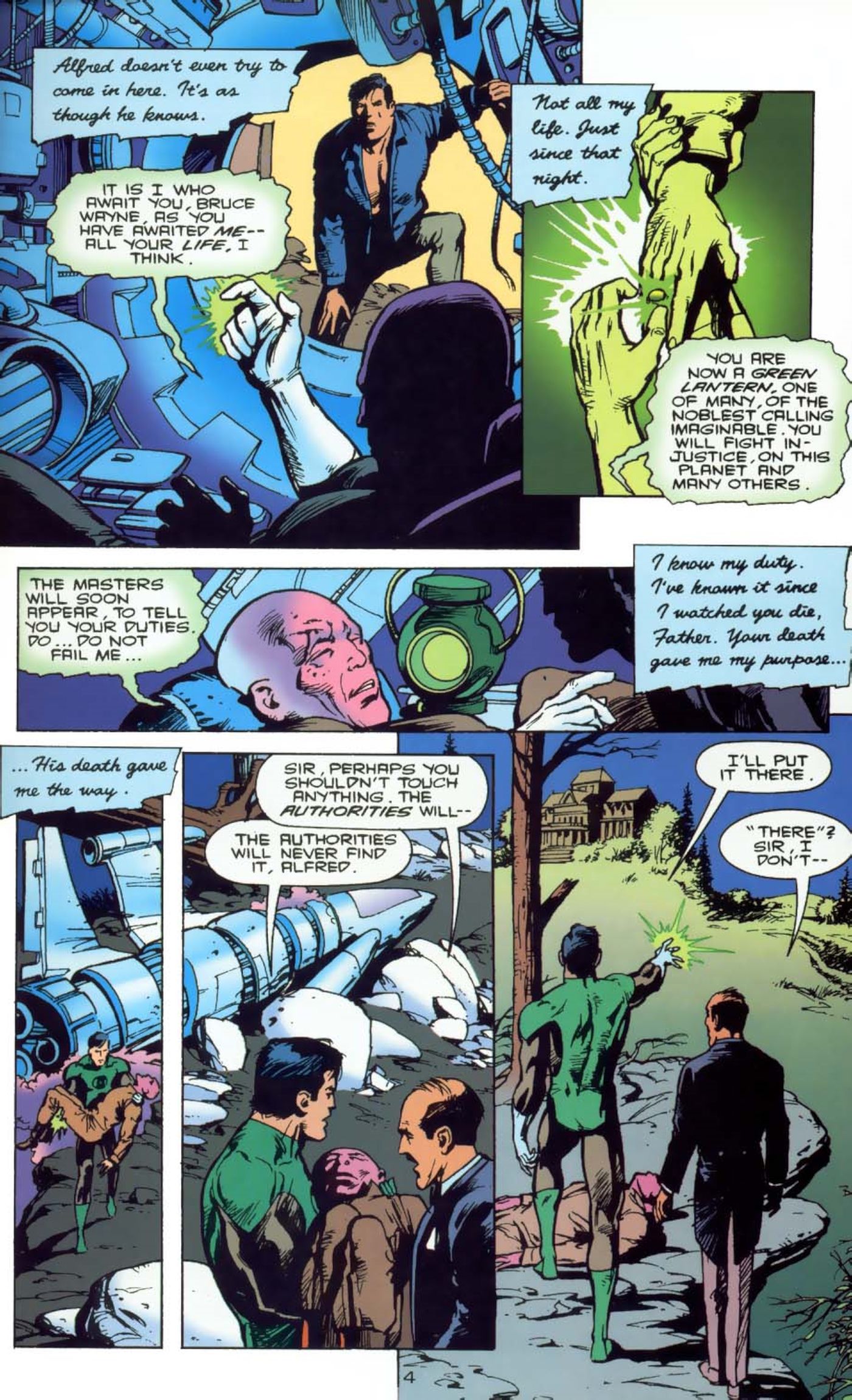 Batman is chosen as Green Lantern, from the Elseworlds story “Batman: In Darkest Knight”