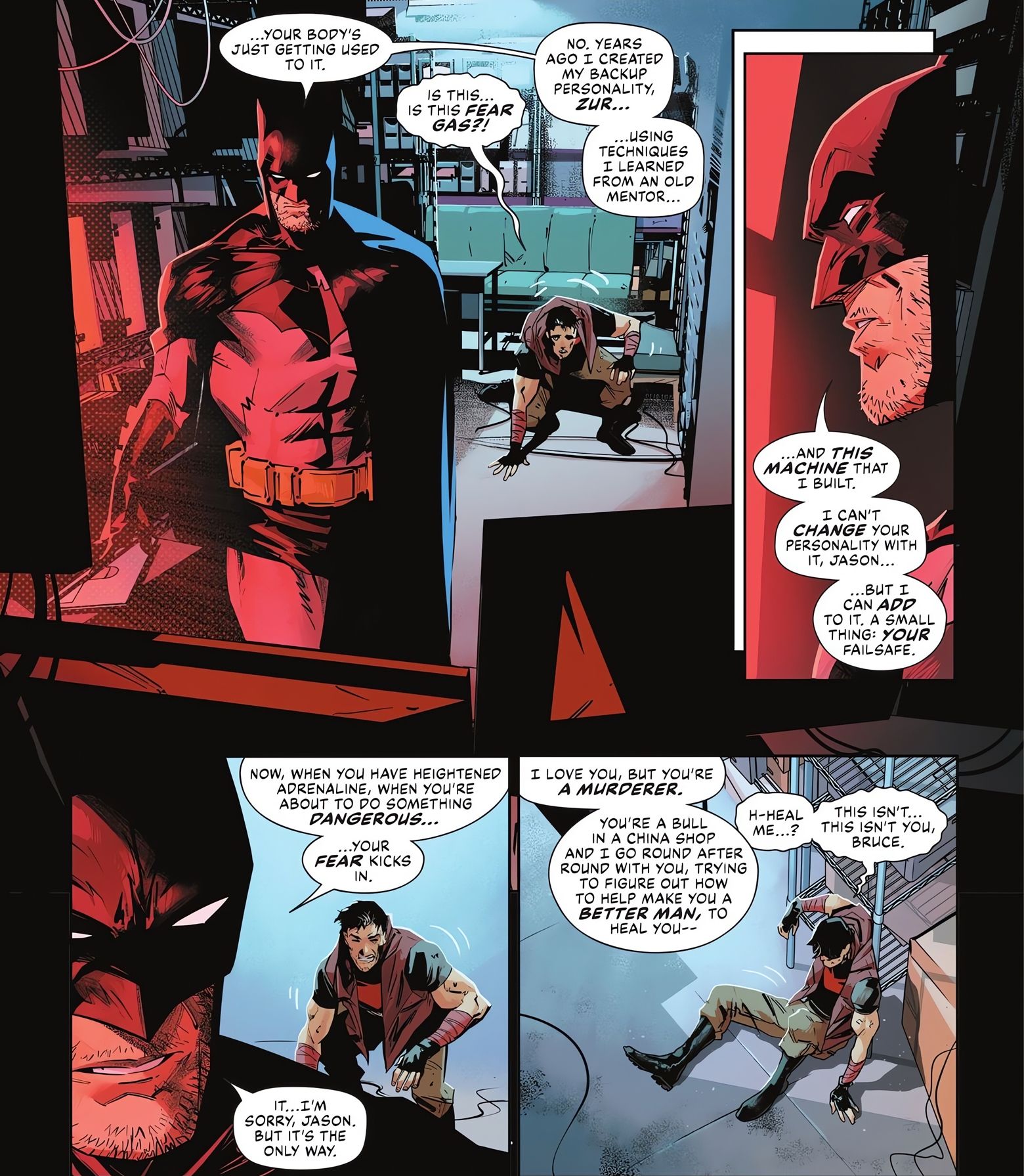 Batman confronts Jason Todd during the Gotham War