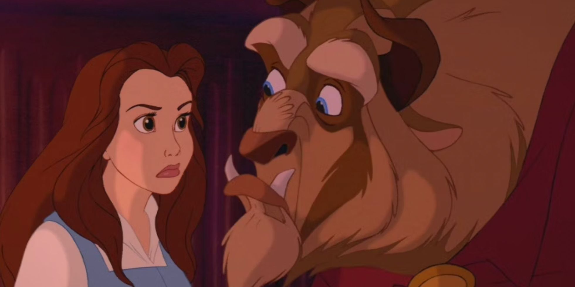 Belle is angry with the Beast in Beauty and the Beast