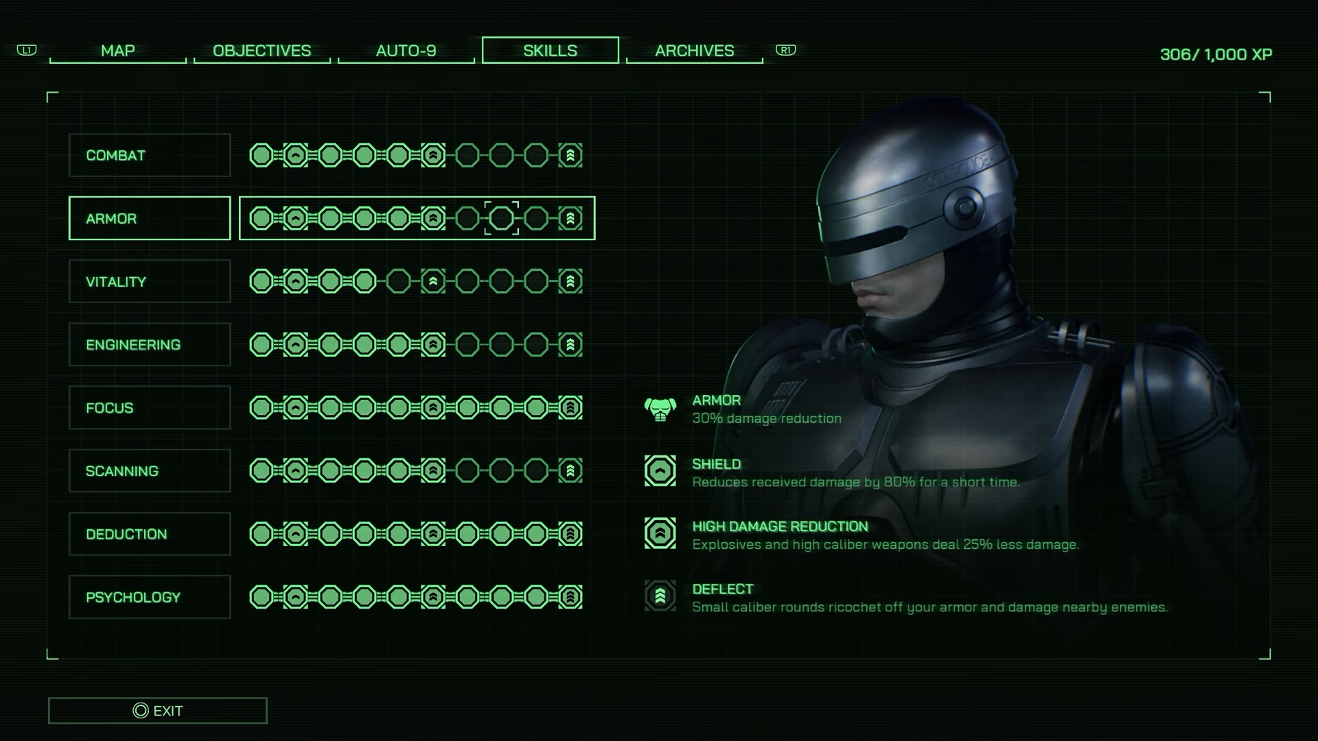 Engineering Skill Tree with the perks in RoboCop Rogue City