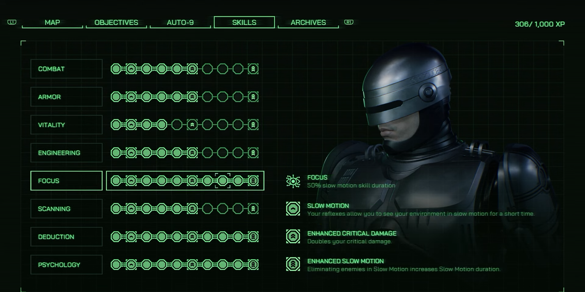 The Focus Skill and its perks in RoboCop Rogue City