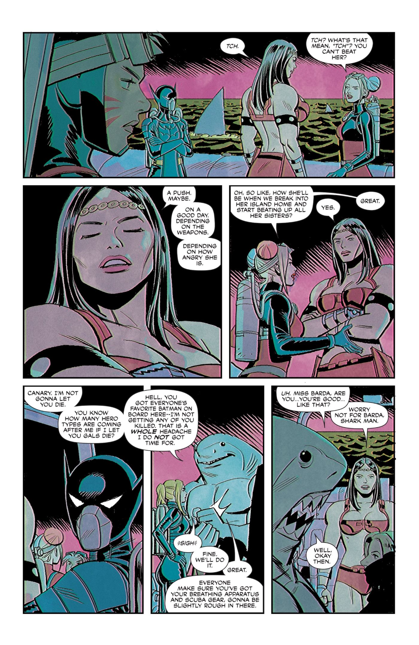 Birds of Prey #3 preview, King Shark calls Cassandra Cain “everyone’s favorite Batman”