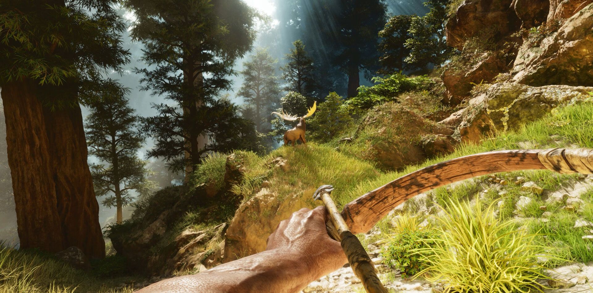 Person holding a bow and arrow in Ark. 