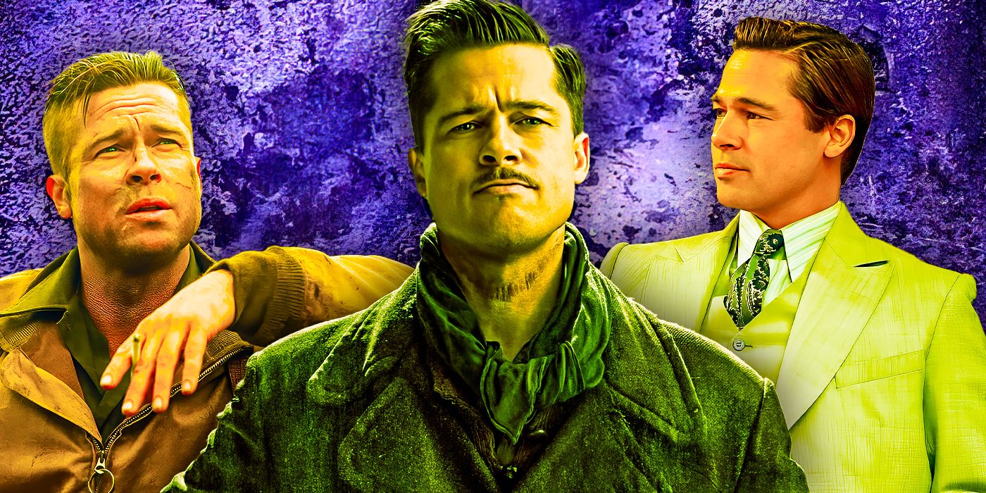 Brad Pitt in Fury, Inglorious Basterds, and Allied
