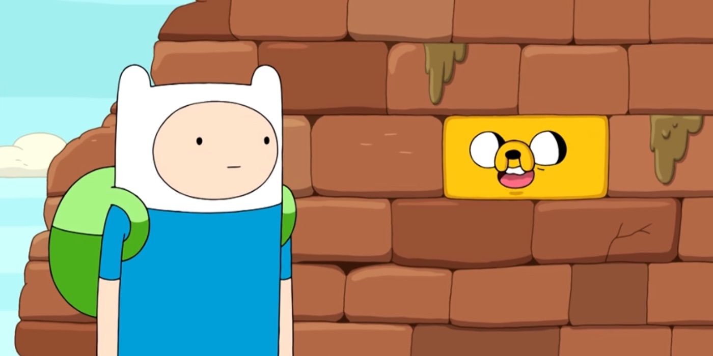 Jake as a brick in a shack in Adventure Time.