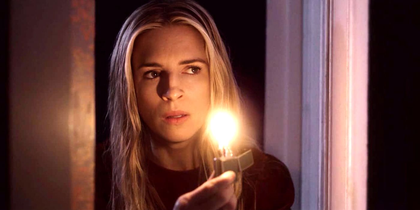 Brit Marling looks concerned in a doorway in The OA season 2