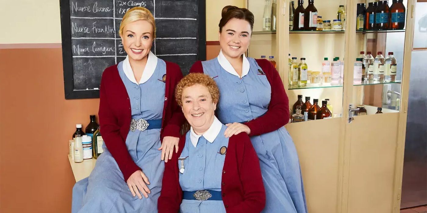 The cast of Call the Midwife poses for a promo image
