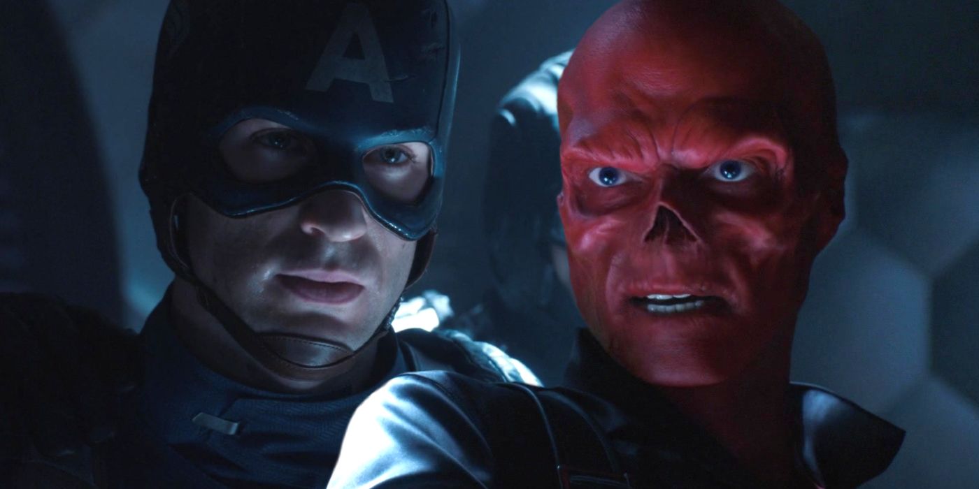 Chris Evans as Captain America and Hugo Weaving as the Red Skull in Captain America: The First Avenger