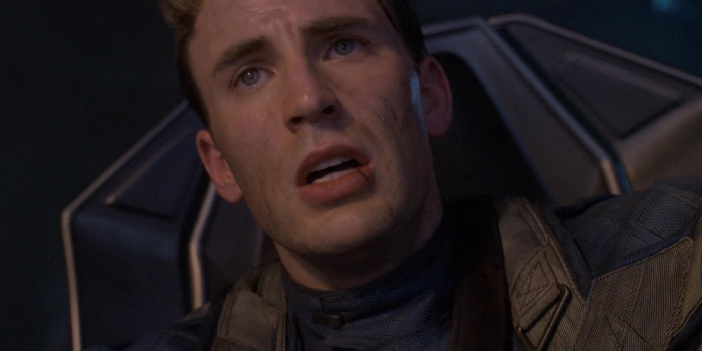 Chris Evans as Steve Rogers in Captain America: The First Avenger before being frozen