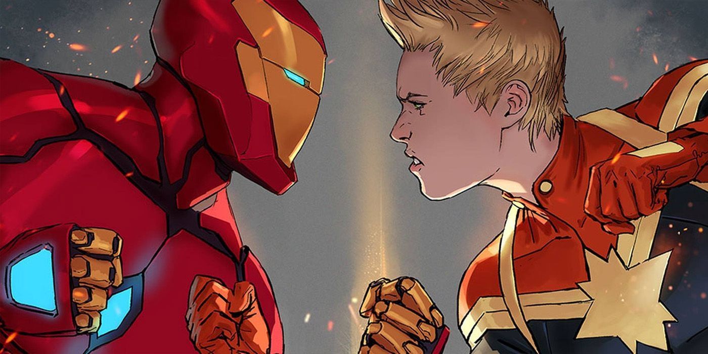 Capitana Marvel contra Iron Man.