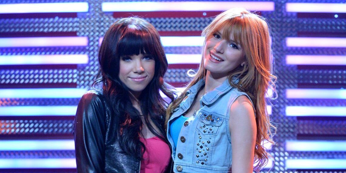 Carly Rae Jepsen & Bella Thorne as CeCe posing onstage on Shake It Up