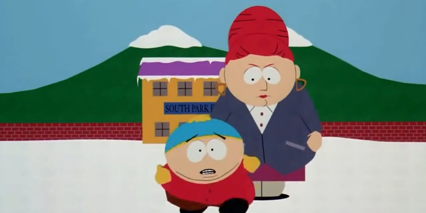 Cartman and Kyle's mom in South Park