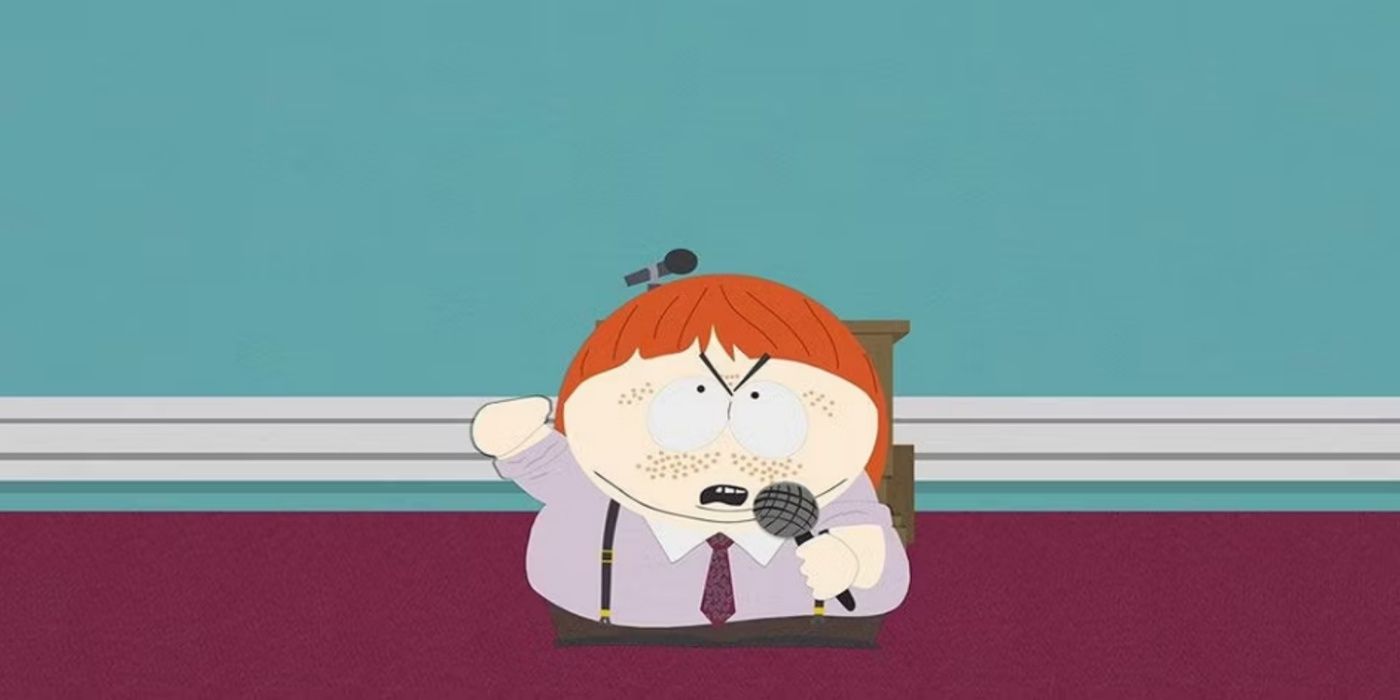 Cartman with fake red hair and freckles on South Park.