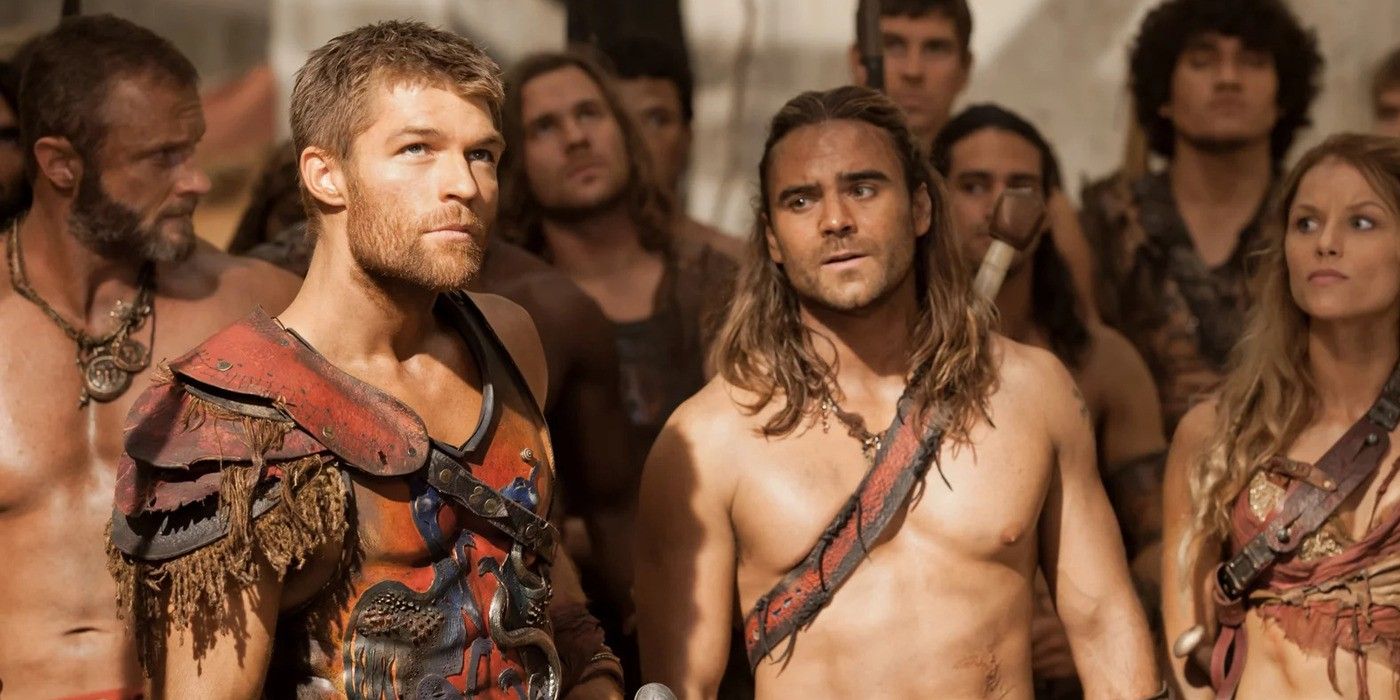 cast members of Spartacus assembled together