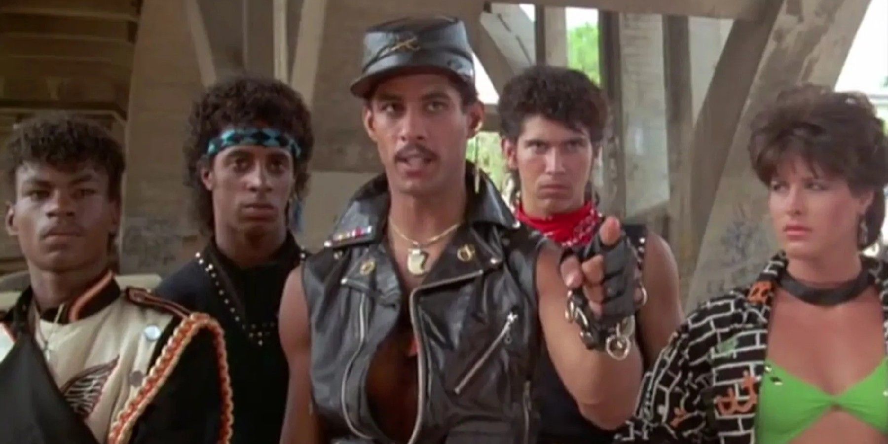 The cast of Breakin' 2: Electric Boogaloo faces the camera.