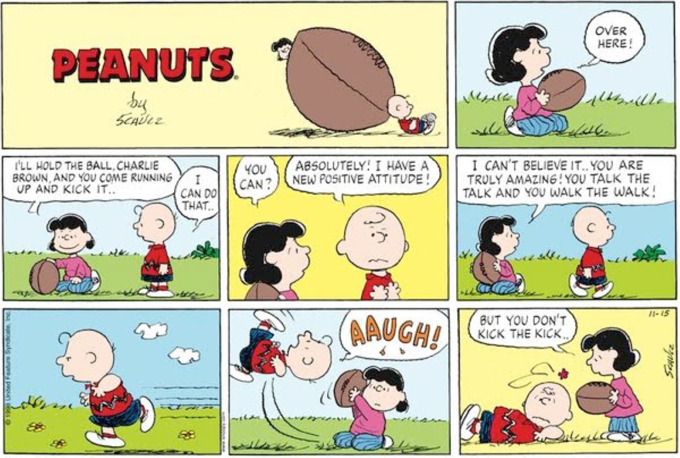 Charlie Brown takes Lucy on in Football