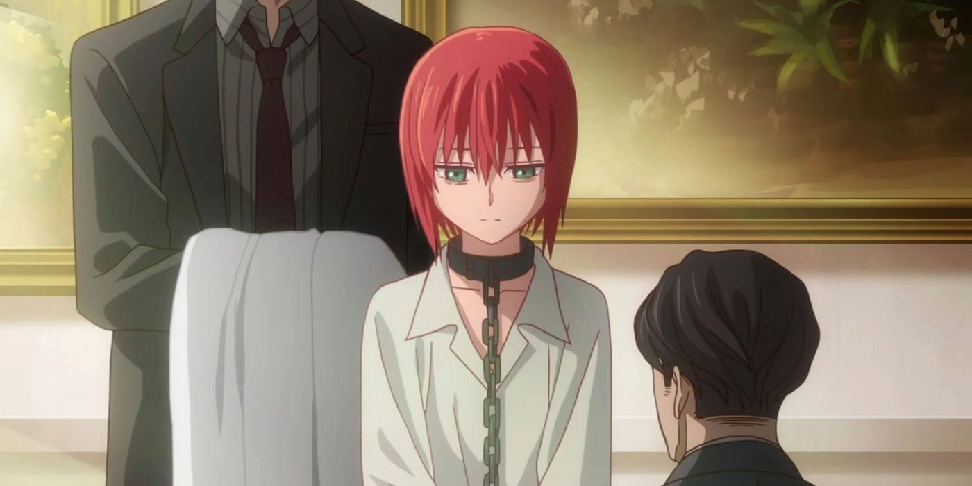 Chise Hatori from The Ancient Magus' Bride with chain around neck looking solemn