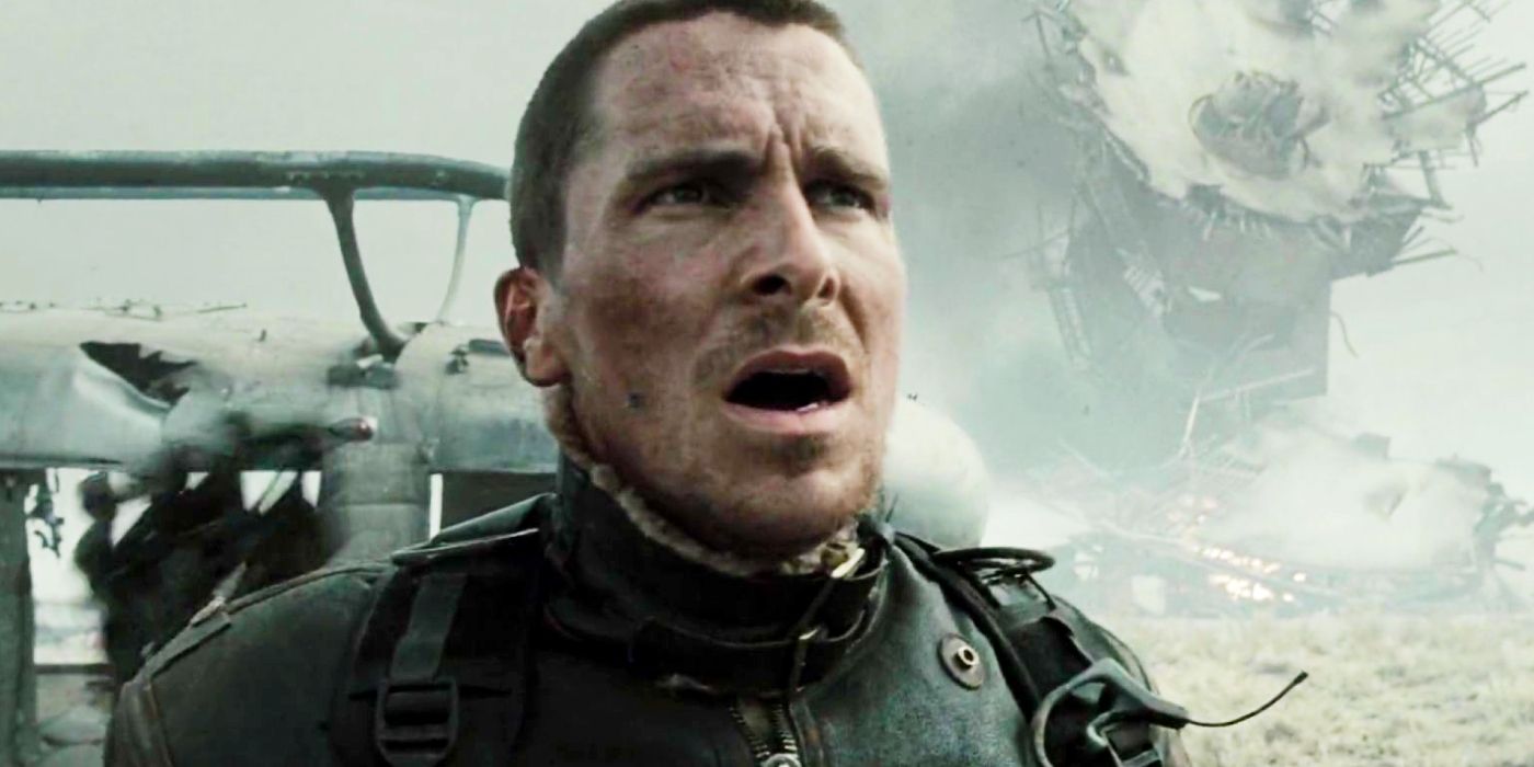 Christian Bale with his mouth agape as John Connor in Terminator Salvation.