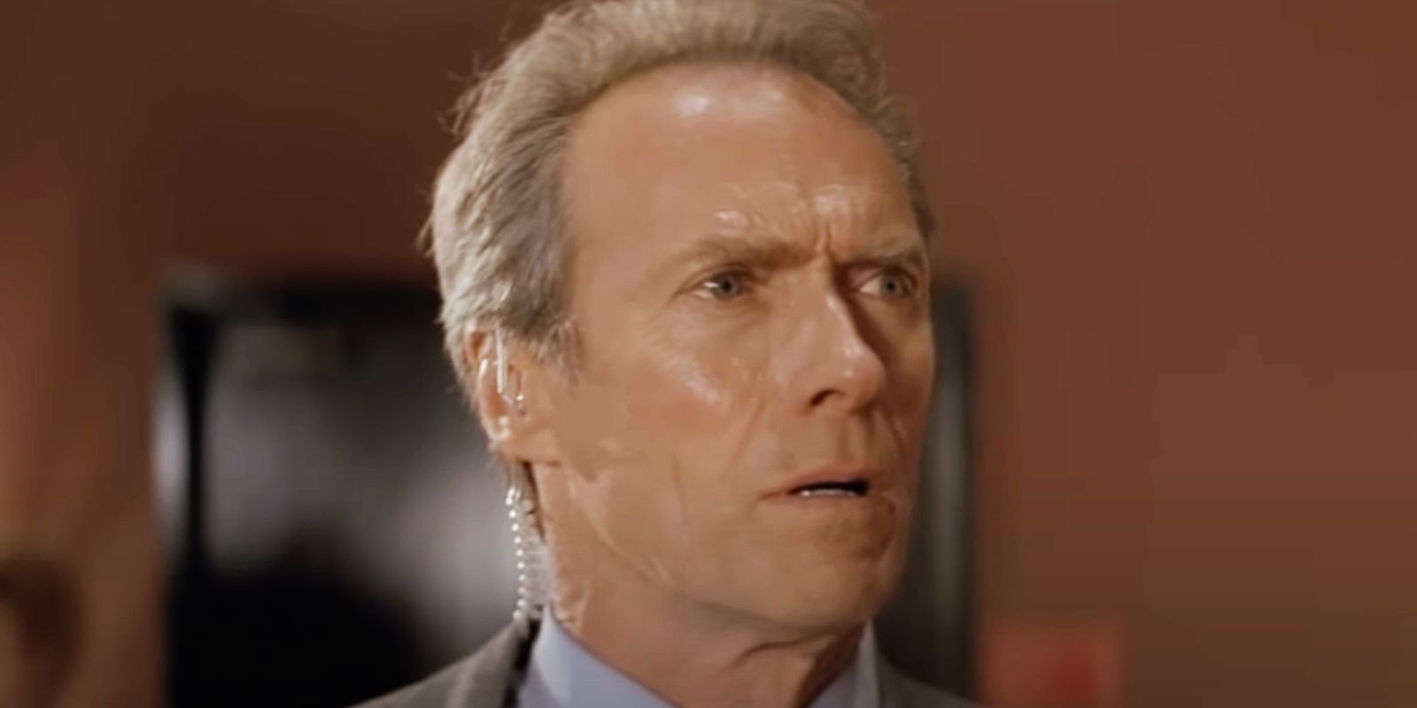 Clint Eastwood's Agent Horrigan looking stunned in In the Line of Fire