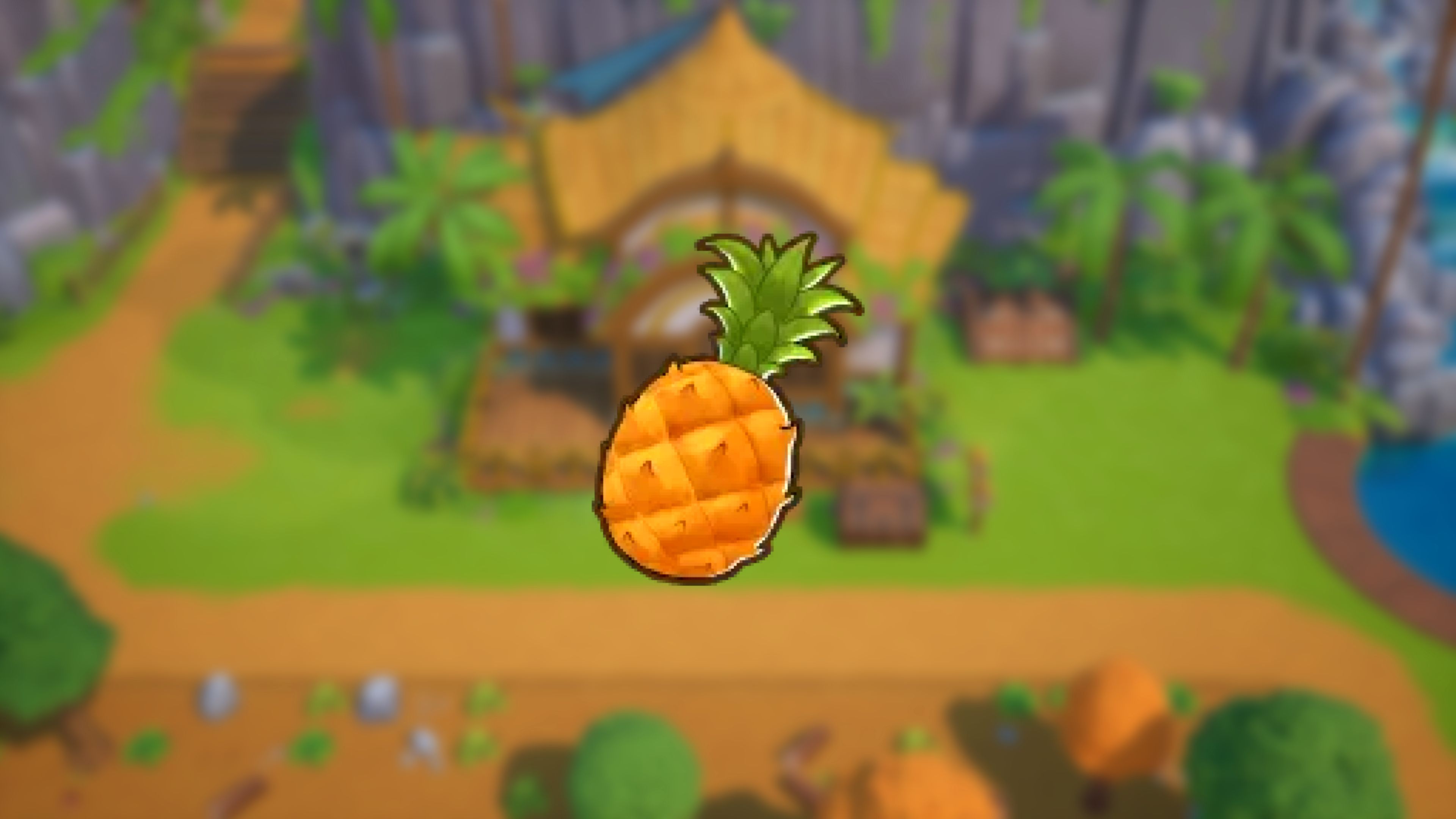 Coral Island Pineapple Icon On Farm Background