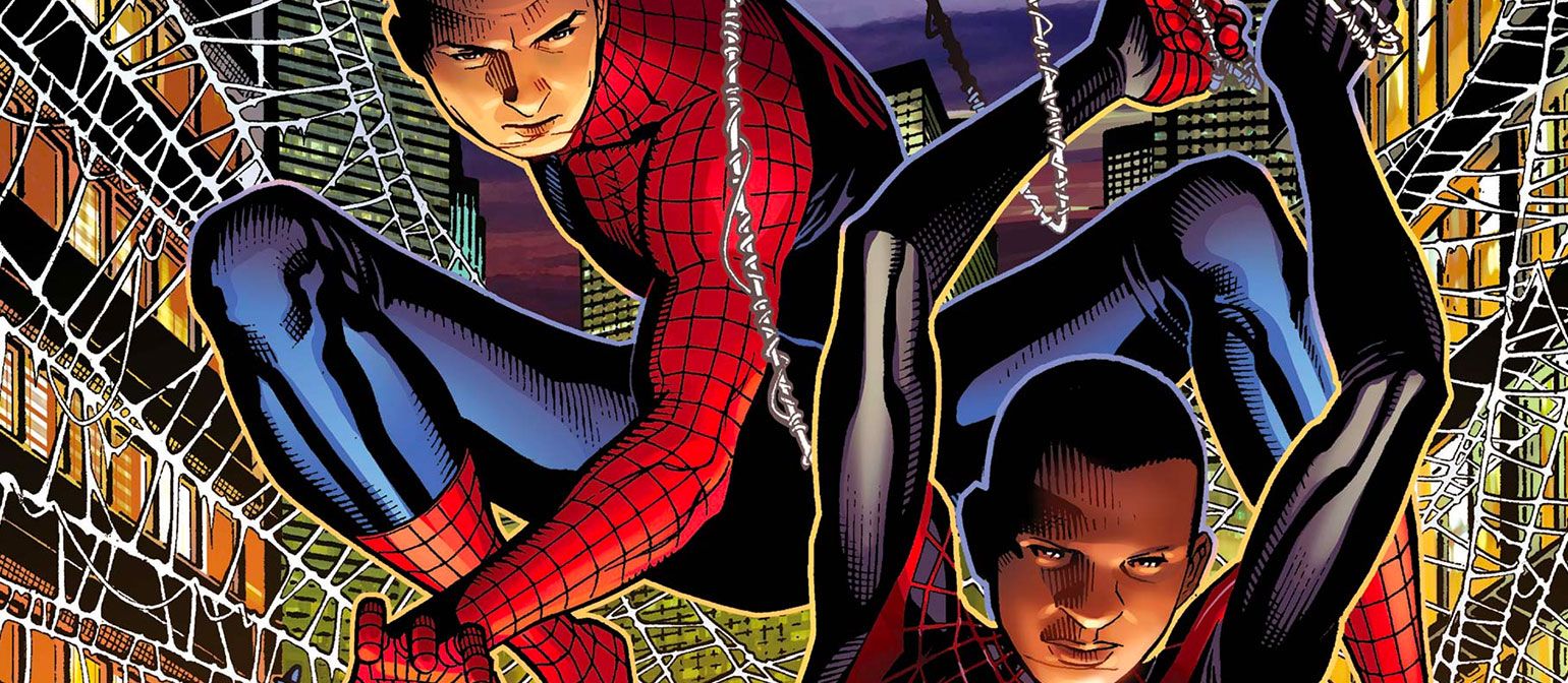 The cropped cover of Spider-Men #1