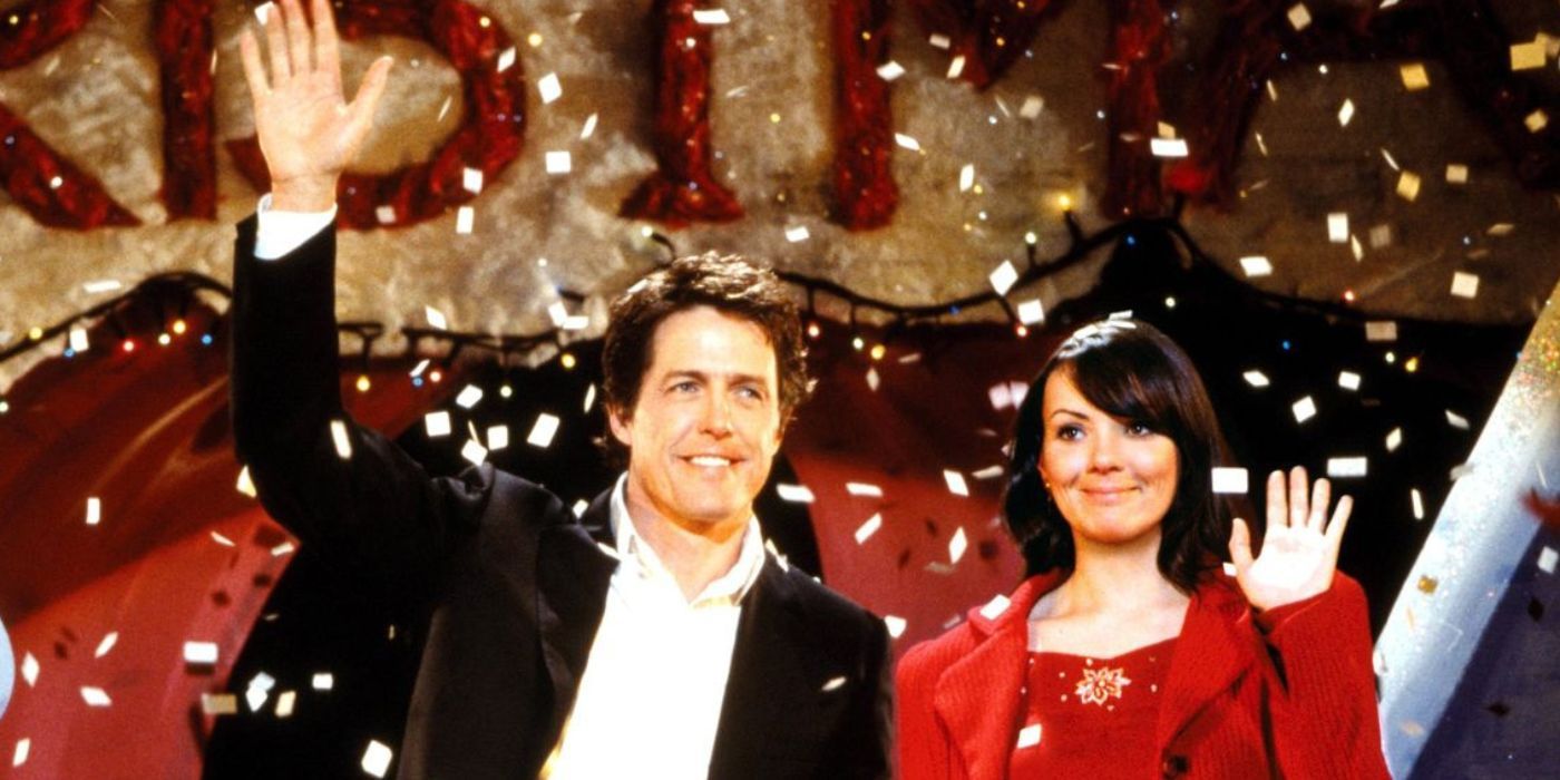 David and Natalie wave on stage in Love Actually