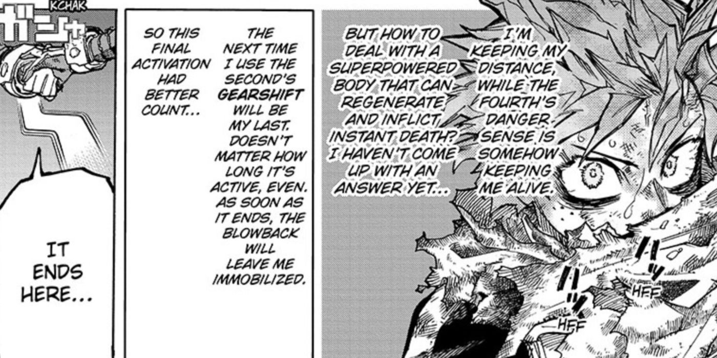 Deku habla sobre los inconvenientes de usar la peculiaridad del segundo Gearshift en el manga My Hero Academia