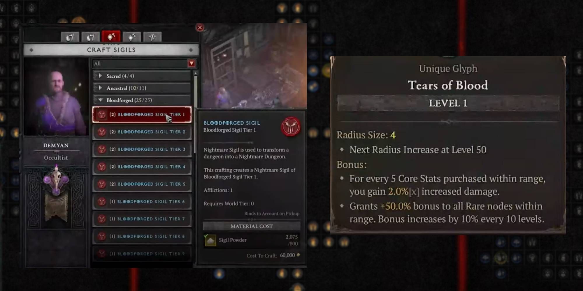 Diablo 4 Tears of Blood Glyph Found through Blood-Forged Sigil Unlocking Specific Dungeon