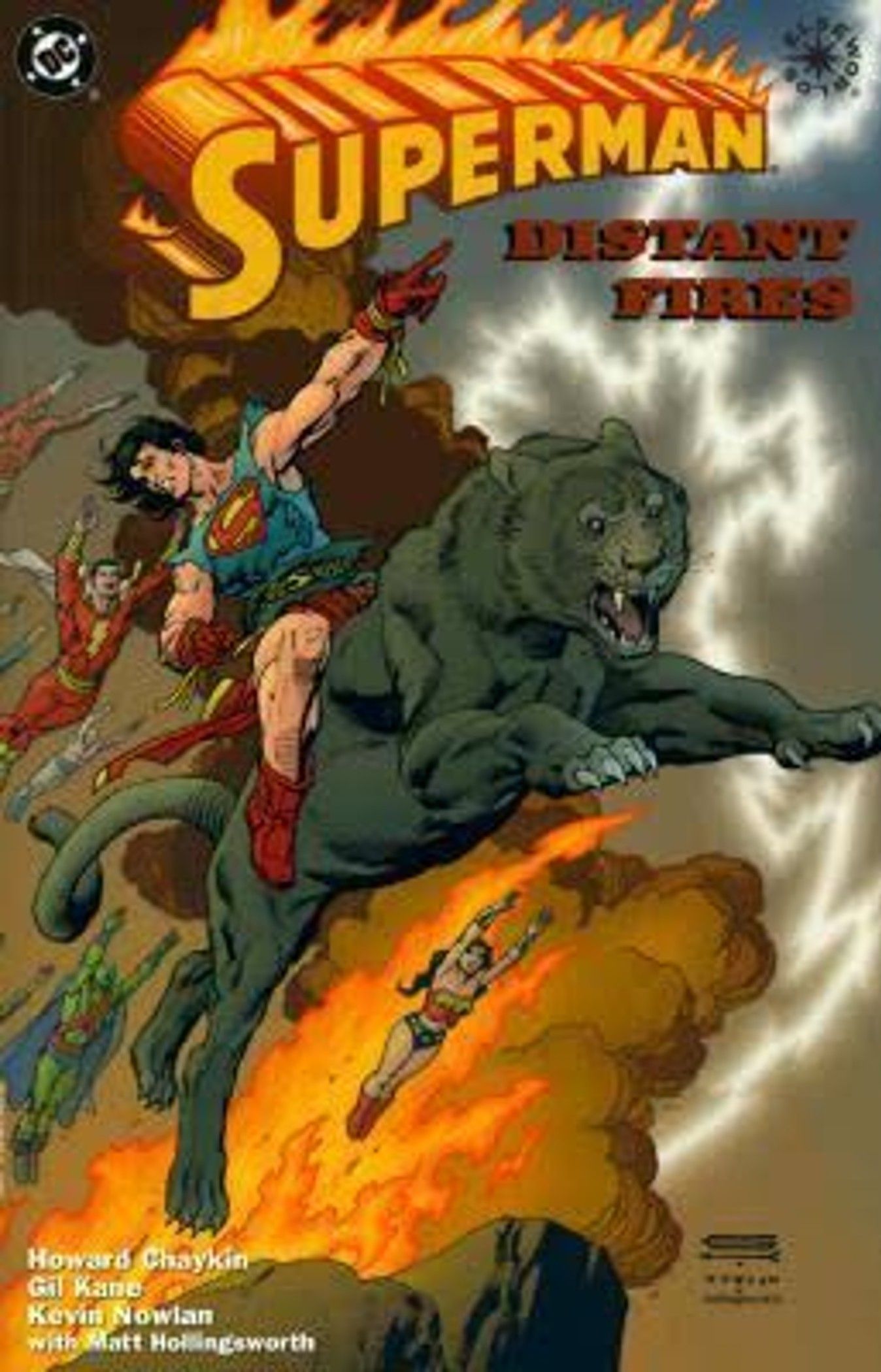 Cover for Superman: Distant Fires, Elseworlds one-shot published in 1998, featuring Superman on a post-apocalyptic Earth.