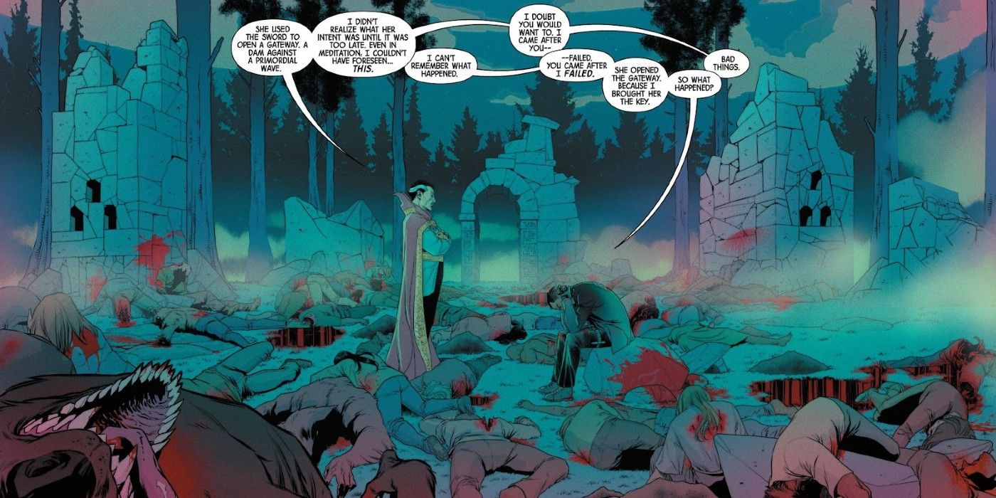 panels from Blade #5, Doctor Strange tells Blade what The Adana did