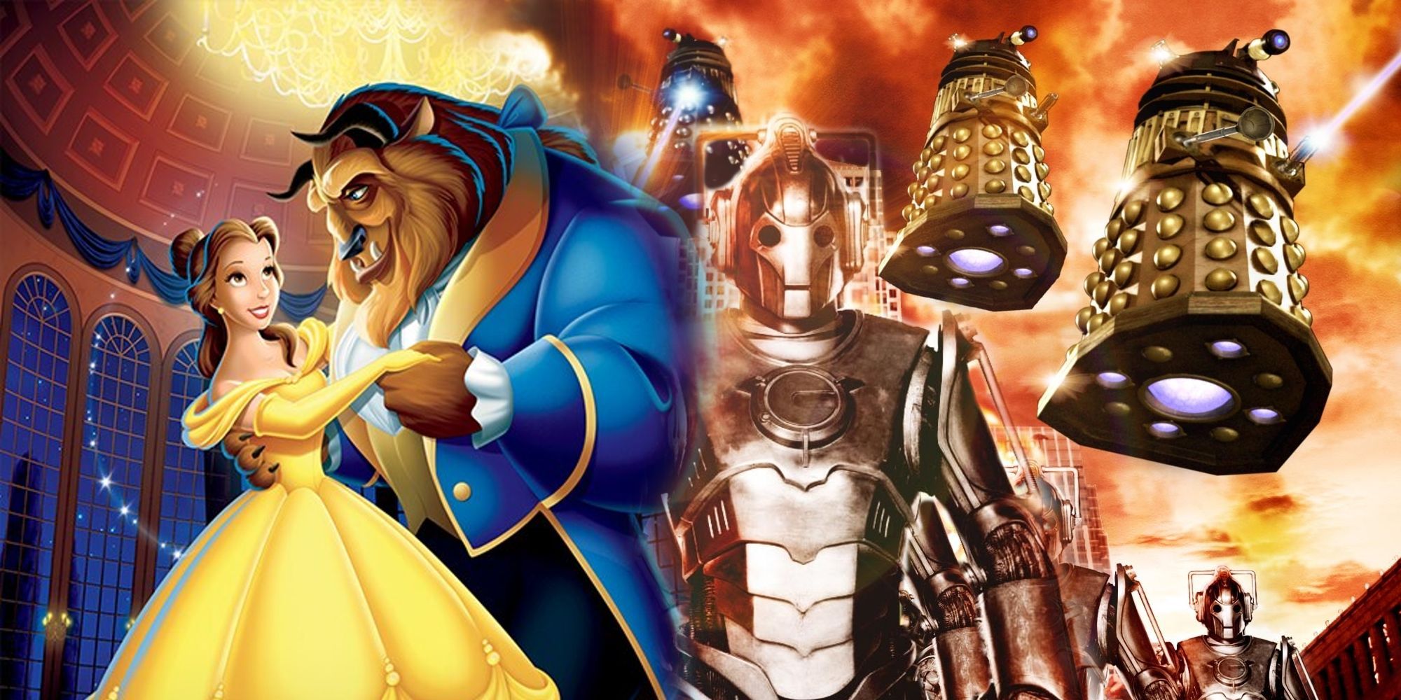 Beauty and the Beast and Dalek's and Cybermen from Doctor Who